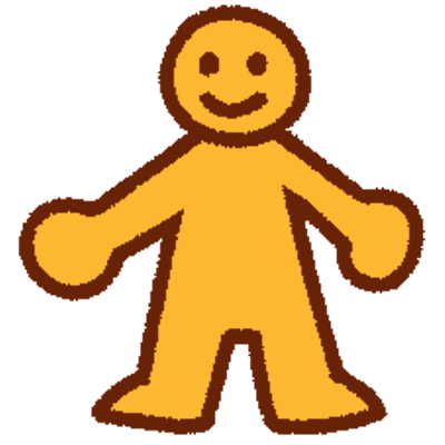 a stylized drawing of a yellow person.